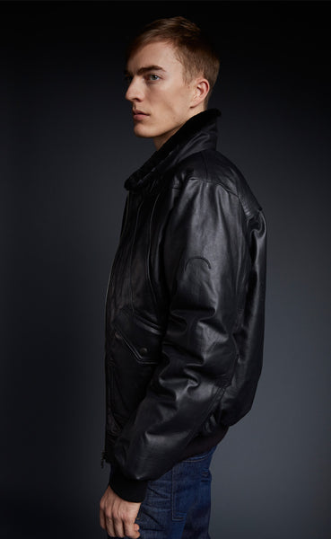 Oaklands Leather Bomber Black